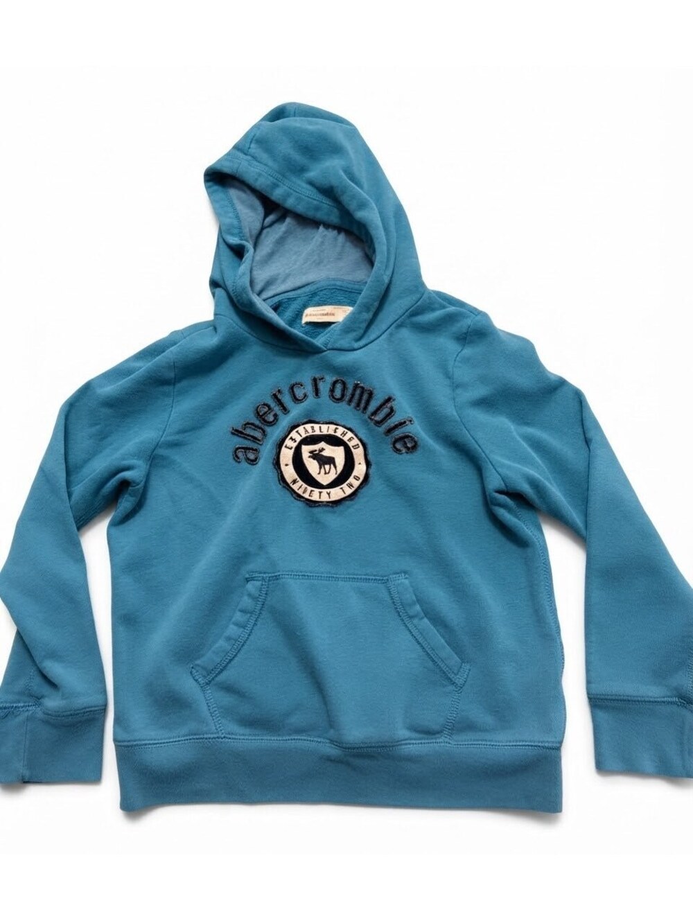 Abercrombie Kids Hooded Sweatshirt Teal Logo Graphic Size 11/12